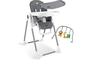 KIDIZ® 3in1 Hochstuhl Kinderhochstuhl inkl. Spielbügel, Babyliege, Kombihochstuhl Babyhochsitz,7 höhenverstellbar Verstellbare Rückenlehne, mitwachsend ab 0 bis 36 Monate Babystuhl, D. Grau