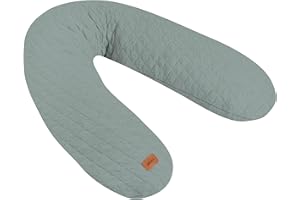 Béaba, Big Flopsy, Coussin d'allaitement/Grossesse, Oreiller de Grossesse/Maternité, Multifonctions, Convient pour Dormir/Allaiter, Soutien, Détente et Confort Optimal, Fleur de Coton,Oekotex, Sauge