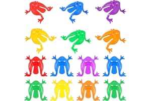 GUOYOU 100 Pcs Plastic Jumping Frog Toy Colorful Fun Crazy Frog Educational Toy Frog Finger Press Fun Bouncing Frog Toye with 50pcs Gyro Toys, Great for Party Favors and Parent-Child Games