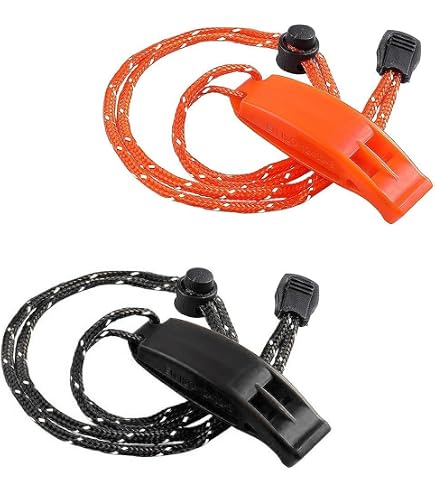NIYATA Lot De 2 Sifflets De Survie – 120 DB, Réglables, Réfléchissants, Orange Et Noir, Pour Camping, Randonnée, Nautisme