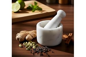 KLEO 6,3 cm mortel- och stötset – Örtkvarn, guacamole-stötstöt, Icke-porös, Luktresistent – Vitlökspress, Frökvarnar, Köksr