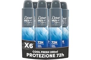 Dove Deodorante Dove Men + Care Cool Fresh Spray Advanced Care, Deodorante Uomo, con 1/4 Crema Idratante, Formula Idratante e Delicata sulla Pelle, Protezione Fino a 72 Ore, 6 Pezzi da 200 ml