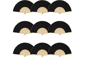 YUKIYI 9 STK fächer schwarz fecher Damen Klappbar Fächer Handfächer Für Hochzeitsdeko, Papierfächer Weiß Für Fächer Hochzeit Gäste, Fächer Für Hochzeitsgäste/Hochzeit Deko/Bridesmaid Gift
