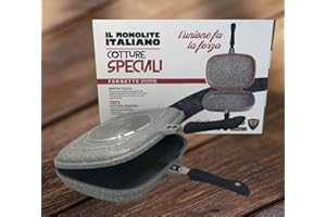 Gmd Cookware Italy Fornetto Padella Antiaderente 32 x24 Cm, Bistecchiera E Piastra Grill Doppia Faccia Rettangolare, In Alluminio Pressofuso con Chiusura Ermetica, Anche Ad Induzione