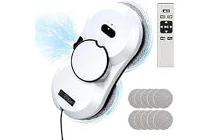 Oamger Robot Limpiador de Ventanas con Chorro de Agua automático, 5600PA Robot Lavador de Cristal automático, navegación Inteligente, Control Remoto, para Superficies Lisas, con 10 paños (B 5600Pa)