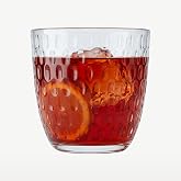 Bormioli Rocco Set of 6 Slot Glass Cups 29 cl | Clear, Glass, Low Format, Embossed Finish, 6 Pieces