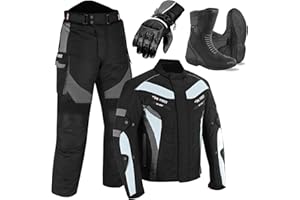 Inflori Motorbike Suit for Men Motorcycle waterproof suit Cordura Jacket with Trouser and Boots CE Approved Protective Armoured