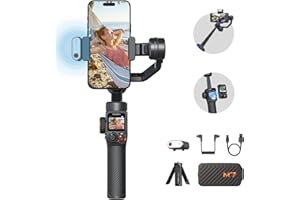 hohem iSteady M7 Estabilizador de Móvil Gimbal para iPhone, Luz de Relleno magnética AI Tracker, Mando a Distancia táctil Desmontable, Alargadera incorporada, 500g Carga útil, Gimbal para Móvil
