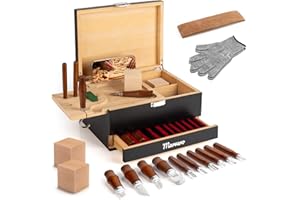 MARVERO 17-in-1 Kit per intaglio del legno, set di strumenti per intaglio del legno, set di coltelli da intaglio, kit per la lavorazione del legno, set di strumenti per intaglio del legno, con grandi scatole