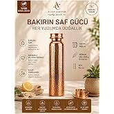 El İş&ccedil;iliği Bakır Matara 500 ml &ndash; G&uuml;nl&uuml;k, Spor, Okul ve Ofis Kullanımına Uygun Bakır Su Şişesi - Suluk D&ouml;vme