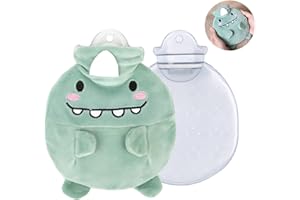 SUNSHINE SMILE Termofor dla dzieci, termofor z poszewką, termofor z nadającą się do prania osłoną z dzianiny, najlepszy prezent na Boże Narodzenie i zimę (jasnozielony, mały potwór)