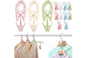 BDSHUNBF 13 szt. składanych wieszaków na ubrania, przenośne wieszaki podróżne, oszczędzające miejsce, plastikowy wieszak na ubrania, wielofunkcyjne akcesoria podróżne na wakacje, kemping, do użytku
