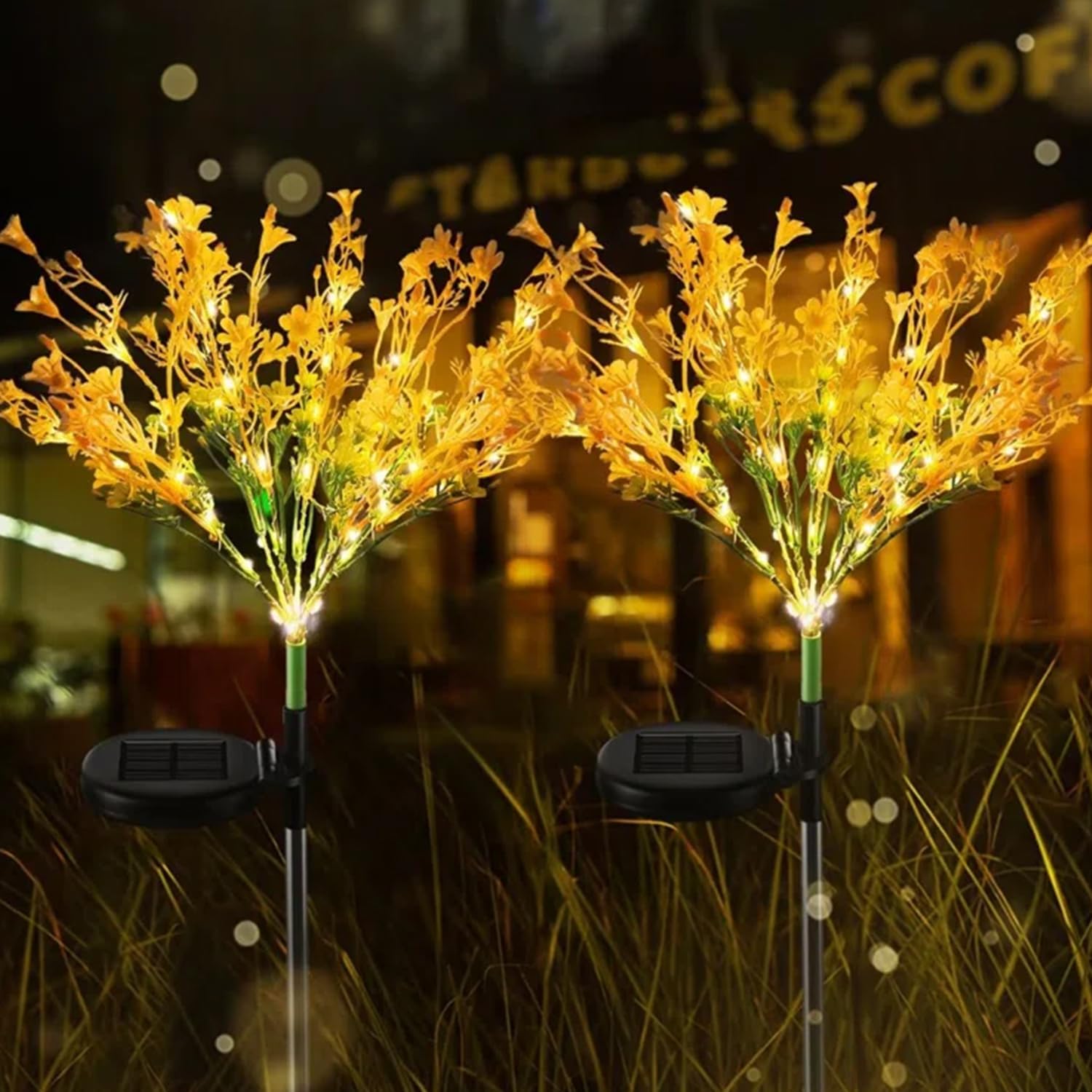 GIGAWATTS Wheat Ears Solar Garden Light Indoor Outdoor Flower Lamp Water-Resistant and Reliable for Home Garden Decoration Backyards Pathways Campgrounds All Weather Sun-Powered Stake of 7 Head LED