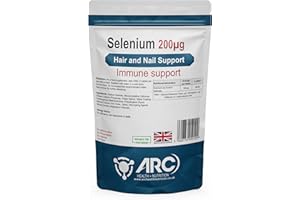 ARC) HEALTH+NUTRITION WWW.ARCHEALTHNUTRITION.CO.UK Selenium 200mcg - Selenium Supplements for Thyroid Support - Vegetarian & Vegan Mineral Supplement - 120 Tablets, Made in UK