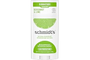 Schmidt's Déodorant Stick Signature Bergamote et Citron Vert, Efficace 24h, 100% Origine Naturelle, Certifié naturel et Vegan, Testé Dermatologiquement, 75g