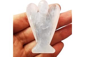 Lovionus89 Natural Cuarzo Blanco Guardián Ángel Estatua, Tallado a Mano Piedra Curación Cristal Bolsa Figuras Decoración, 5CM