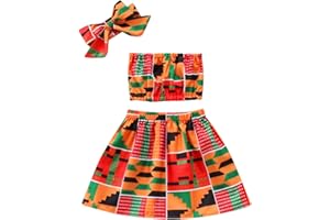 GENERIC Diadema Estilo Ankara Chaleco Verano Conjunto Niños Africano Dashiki Faldas Niñas Trajes Tops Bebé Ropa Niño Niña Trajes y Conjunto Bebé 1 Año Antiguo