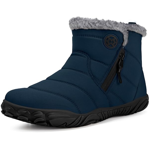 Gevoerde enkellaarsjes voor dames, warme winterlaarzen voor dames, waterdicht, comfortabele plateaulaarzen, blote voeten schoenen, korte enkellaarsjes met ritssluiting aan de zijkant, skischoen