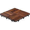 Sharpex Deck Tiles with Interlocking | 1 Piece Walnut Wood Floor Decking Water Resistant Tile for Balcony, Terrace, Garden | Quick Flooring Solution for Indoor/Outdoor (Dark Brown, 1 Piece)