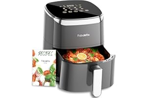 Fabuletta Heißluftfritteuse 4L, 9-in-1 Air Fryer, Max 230℃ Heissluft Fritteusen, Digitalem LED-Touchscreen AirFryer, Rapid Air und Fettentfernungstechnologie, Vorheizen, Shake-Modus (Grau)
