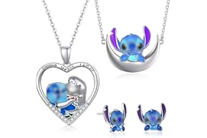 DEREINE Anime Parure Bijoux, Cartoon Collier, Collier et Boucles D'oreilles pour Enfant, Collier de Dessin Animé, Motif Dessin Animé Boucles D'oreilles, Cadeau pour Filles