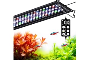 ‎SEAOURA SEAOURA Światło akwariowe o pełnym spektrum, niestandardowy timer 24/7, pamięć wyłączania, 91.4-106.7 cm 7-rzędowe światła LED do akwarium, 8 kolorów, 20 jasności, cykl dzienny i nocny, regulowany