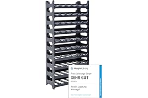 ‎NOVALIV Novaliv Modulares Flaschenregal für 60 Weinflaschen - Weinregal Kunststoff stapelbar, Schwarz, Recycelt, Erweiterbar, Robust - Ideal für Weinlagerung in Keller, Gastronomie & Zuhause, Getränkeschrank