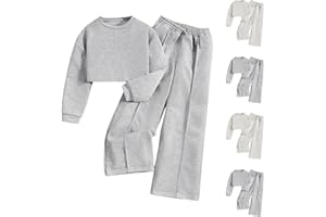 XINYUNZU Mädchen Jogginganzug Baumwolle Sweatshirt und Baggy Hose Set Sportanzug Einfarbig Casual Kinderkleidung Winter Mode Activewear für Mädchen 8-12 Jahre Alt