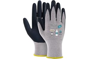 KAYGO guanti da lavoro rivestiti in lattice per le donne traspiranti, 3 paia guanti da giardinaggio in poliestere riciclato, guanti da lavoro ecologici per le donne, KGE19L (Grigio, M, taglia 8)