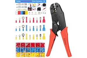 SATISBY Pinza Crimpatrice Capicorda Elettrici 0.5-6 mm²/AWG22-10, con 27 tipi 700PCS Connettori Elettrici,cricchetto Pinza per Crimpare con Manuale