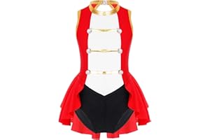 Mufeng Enfant Fille Déguisement Monsieur Loyal Costume Ringmaster Cirque Justaucorps Danse Ballet Tutu Robe Danse Soirée Fête 5-16 Ans