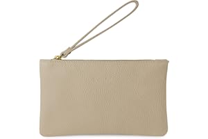 Parubi Pochette à Main Petite pour Femme, Mini Sac à Main en Cuir Souple Véritable Fabriqué en Italie, Pochette avec Cordon et Fermeture Éclair Élégante pour Femme et Fille (Aura)