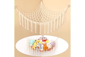 DNTORX Toy Hammock for Stuffed Animals, 41"*41"*59" Soft Cuddly Plush Toys Macrame Net, Corner Hanging Organizer for Nursery Decor