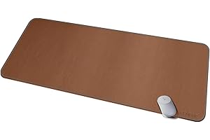 CENNBIE 120x50cm Rozszerzona skórzana podkładka pod mysz do gier/mata, duże biurko do pisania Komputerowa skórzana podkładka pod mysz, wodoodporna (brązowa)