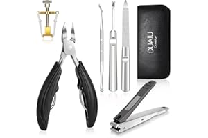 Zestaw obcinaczy do paznokci DUAIU 6 szt. obcinaczy do paznokci dla grubych i wrastających paznokci zawiera wytrzymałe nożyczki do paznokci ze stali nierdzewnej z pilnikiem do paznokci i