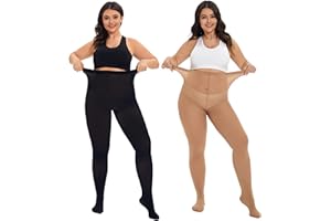 CozyWow Mallas de talla grande para mujer, resistentes a la correr 80D, suaves, color sólido, semiopacas cintura alta 1X, 2X, 3X, 4X