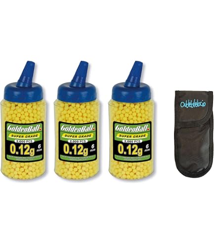 Golden Ball 35058 - 1000 Palline Per Softair Da 0,12g, PVC Giallo, Confezione 12x10x6 Cm, Munizioni Per Pistole E Fucili