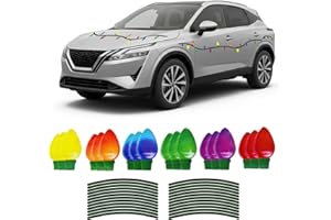 ZOIBV 108PCS Christmas Car Refrigerator Decorations - 54 Reflective Bulb Light Magnets with 54 Magnetic Wires Ornaments Set Cute Xmas Holiday Decor