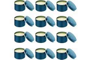 LUKIUP 12 Pezzi Contenitori per Candele, 120ml Blu Metallo Vuoti per Fare Candele, Riutilizzabili Barattoli Rotondi con Coperchio, per La Produzione di Candele, Cosmetici, Spezie, Dolci