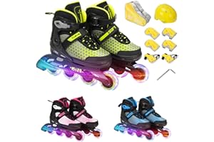 ALLINLIFE Patines en Línea,Patines en Línea para Niños y Adolescentes,Patines 4 Ruedas con Ruedas Luminosas con Tamaño Ajustable,Patines en Línea para Niños y Niñas Uso en Interiores y Exteriores