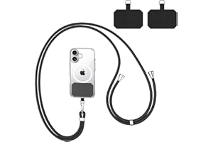 Wanme Cordon Telephone Portable avec 2 Patchs Noirs Durables, Universelle Cordon Telephone Compatibles avec Smartphone, Réglable et amovible