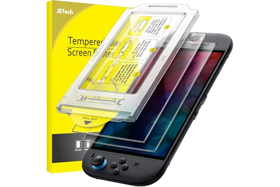 JETech Automatic Alignment Screen Protector for Nintendo Switch 2 2025, Tempered Glass Film 9H with Installation Tool Super Easy, Anti-Scratch, HD Clear, 2 Pieces