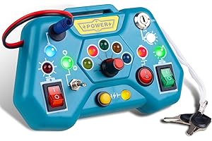 LOYZICO Montessori Busy Board Juguetes Niños 3 Año, Tablero De Actividades Para Bebés Con 8 Interruptores De Luz Led, Habilidades De Motor Sensorial Experimentado Juguetes Regalo De Niños Y Niñas 3 4 Años