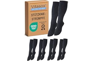 Vitasox Stützstrümpfe für Damen & Herren, 1 | 2 | 4 | 6 Paar, Stützkniestrümpfe aus Baumwolle mit Kompression für Flug, Reise, Büro und Auto, Thrombose Socken gegen geschwollene Beine
