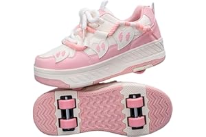 Surwin Mode Roller Adolescents/Enfant, Chaussures Enfant avec roulettes, Chaussures à roulettes Retractable Détachable, Chaussure Roller Fille/Garçon, Basket Roller Semelle Épais