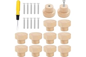 BOOAEE 10 pomelli per mobili in legno, per porte e cassetti, in legno, per armadi, in legno, per mobili in legno, con bottoni in legno