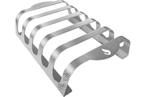 mocisa Rib-Rack storlek L (5 st) | ribbhållare med handtag | Det professionella verktyget för ribbgrillning | rostfritt stål | livsmedelssäkert | tillverkad i Bayern | för 5 saftiga och läckra sparrevben
