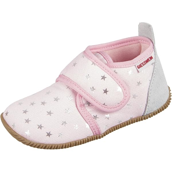 Chaussons Stans Giesswein Pour Enfants - Slim Fit - Semelle Caoutchouc Antidérapante - Fermeture Velcro - Coton