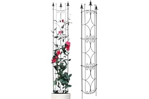 THEALYN Treillis de Jardin 1,8 M en Métal pour Plantes Grimpantes, Noir/Blanc 182 cm H x 31 cm l, Intérieur/Extérieur, Lot de 2 (Noir)