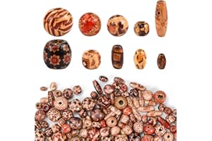 NAROSEBE 448 Stück Holzperlen Set - Gemalt Armband Perlen Mit Großem Loch, Muster Schmuck, Bedruckt Runde Zum Auffädeln für DIY Kunsthandwerk